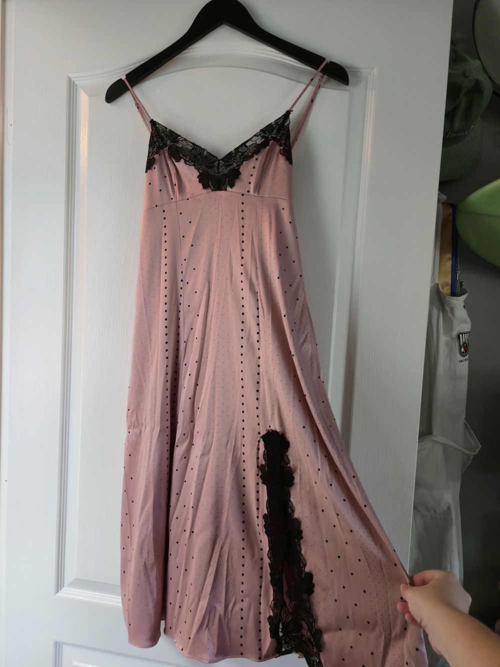 Victoria's Secret Pink Slip Dress with Black Lace Trim